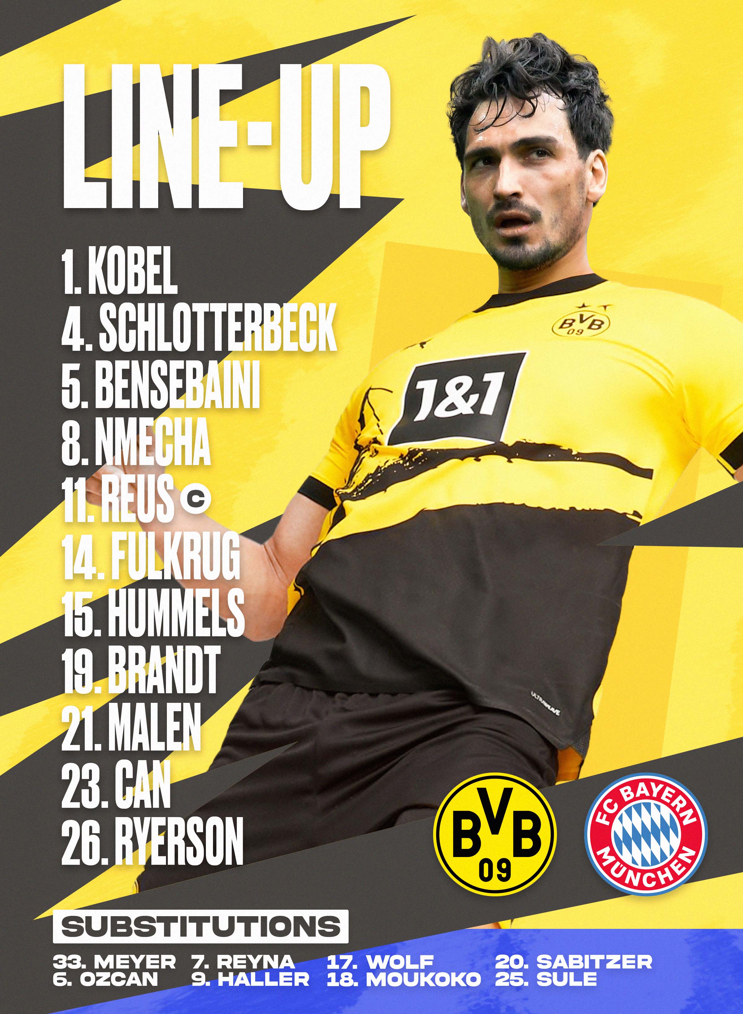 Dortmund lineup football graphic