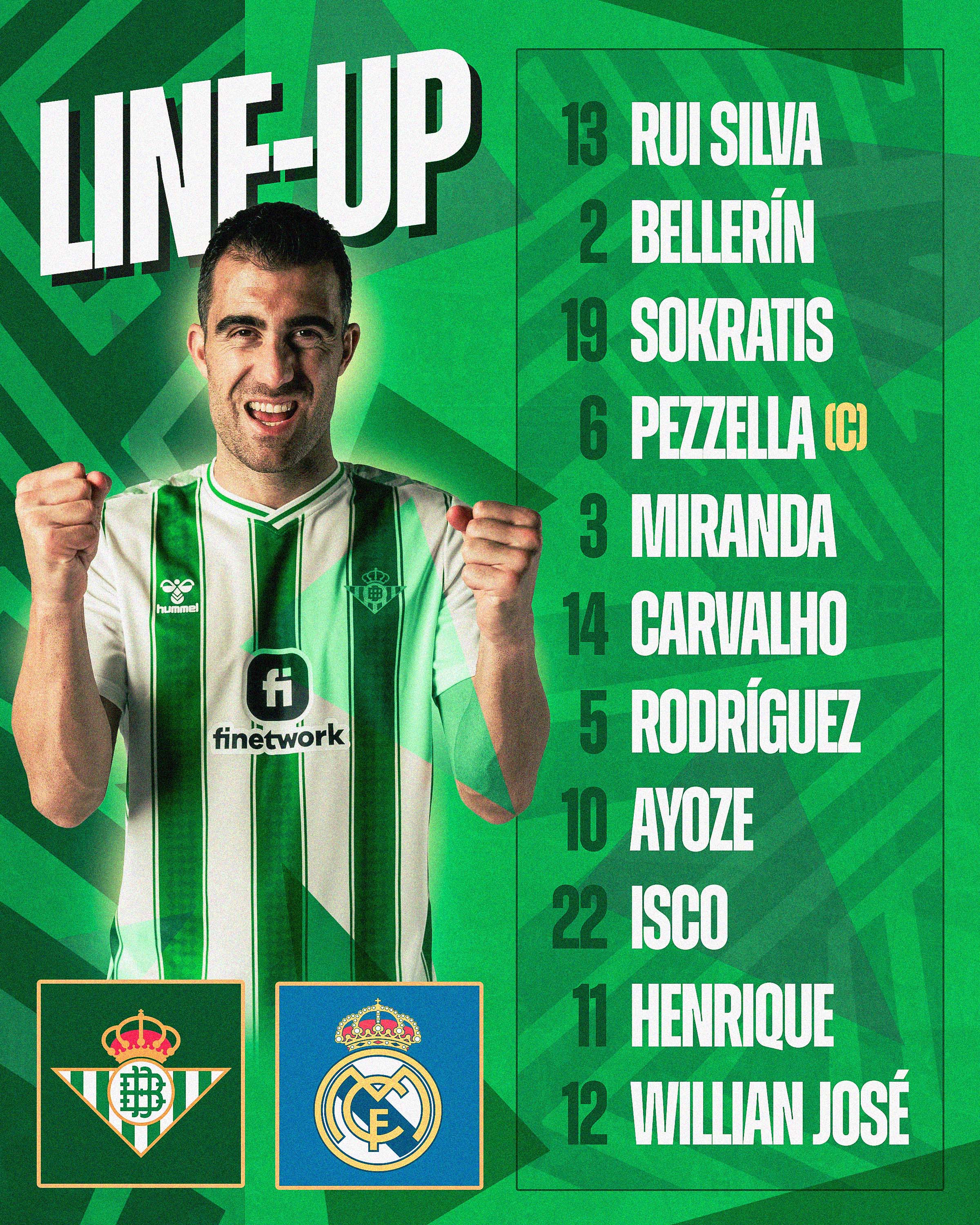 Real Betis lineup football graphic