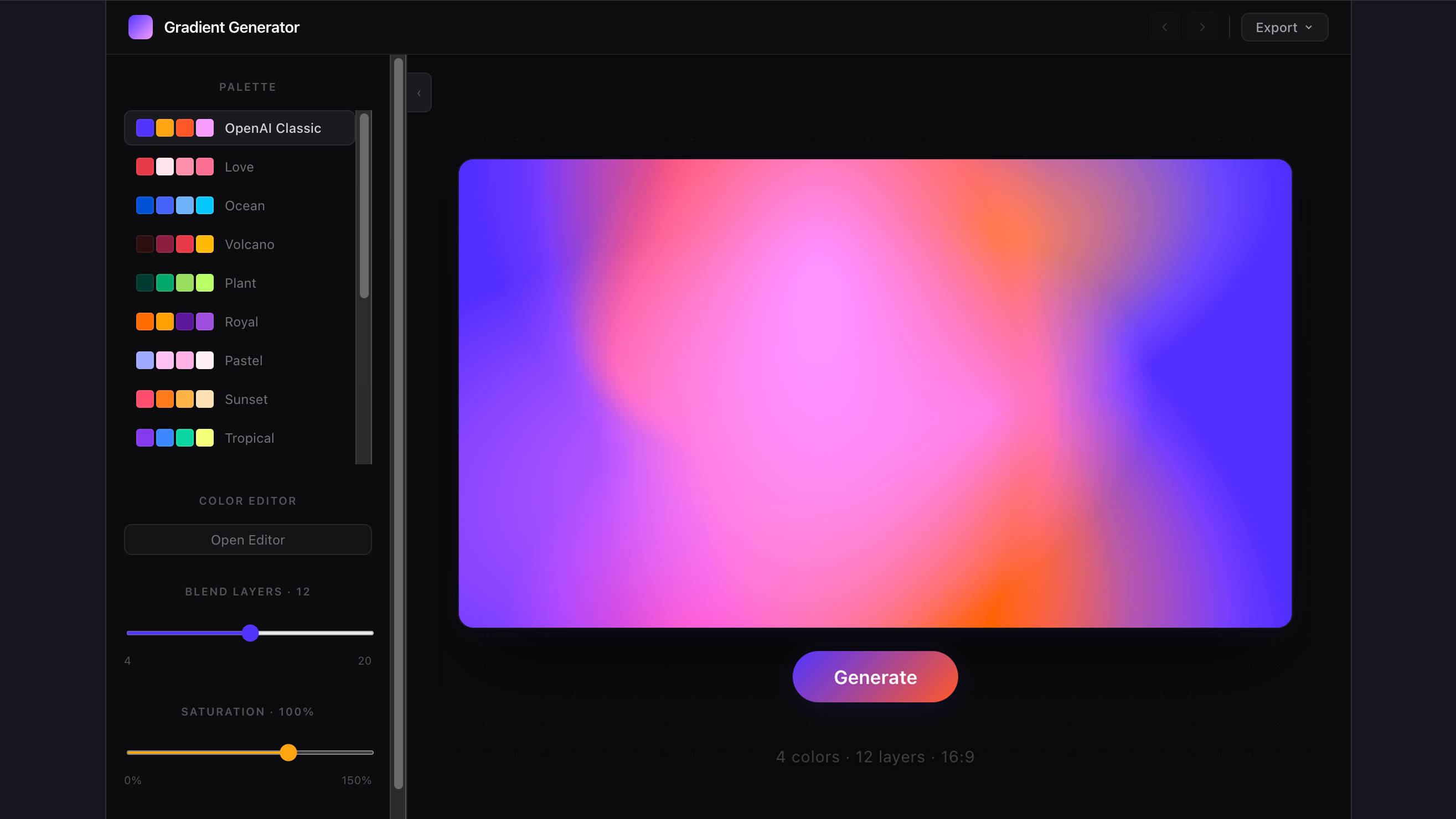 Gradient Generator example output