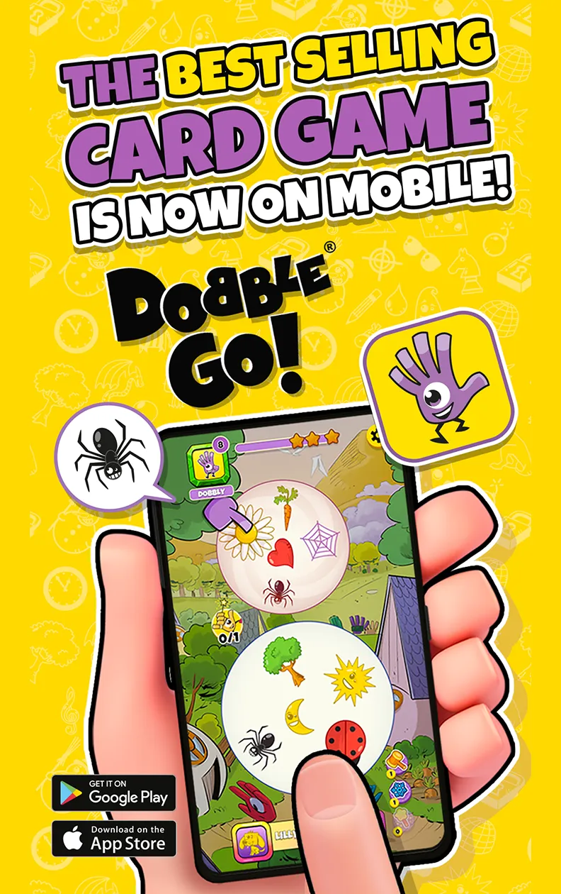 Full-size Dobble Go! promotional advertisement