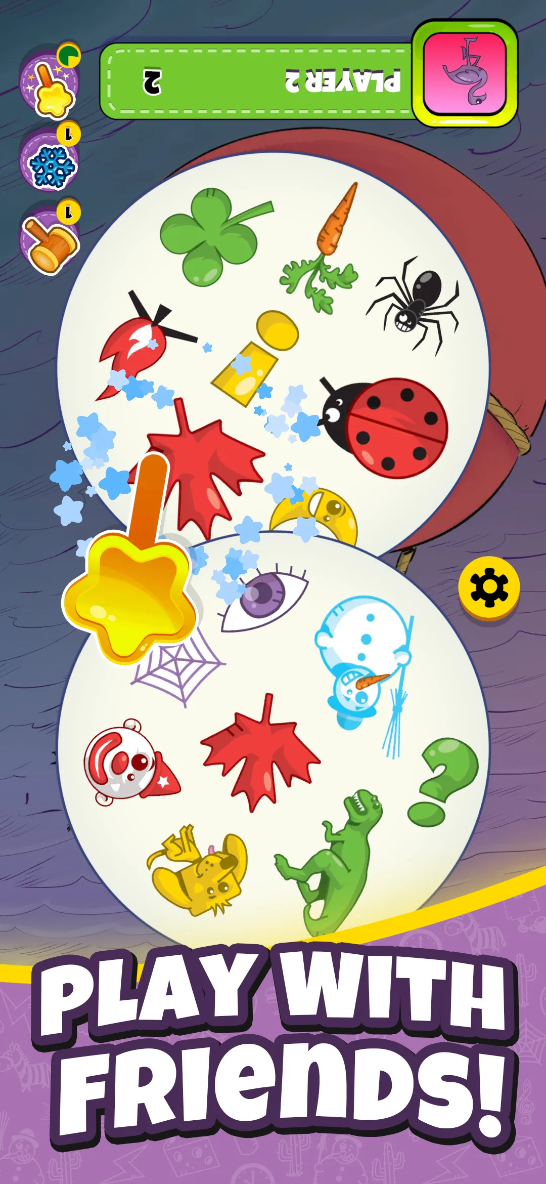 Dobble Go! app game screen, view one