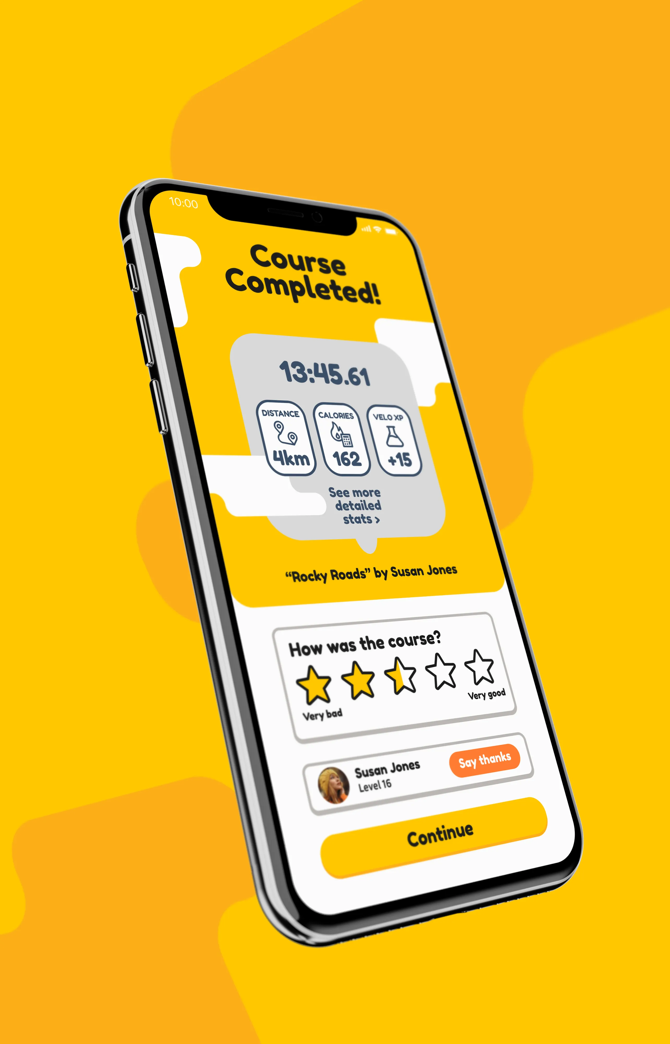 Velo app on-device phone mockup