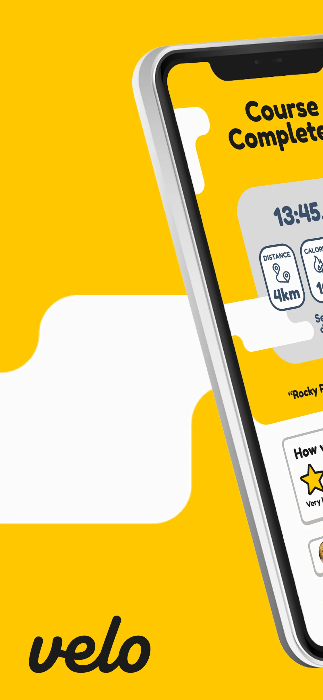 Velo app onboarding splash screen, step one