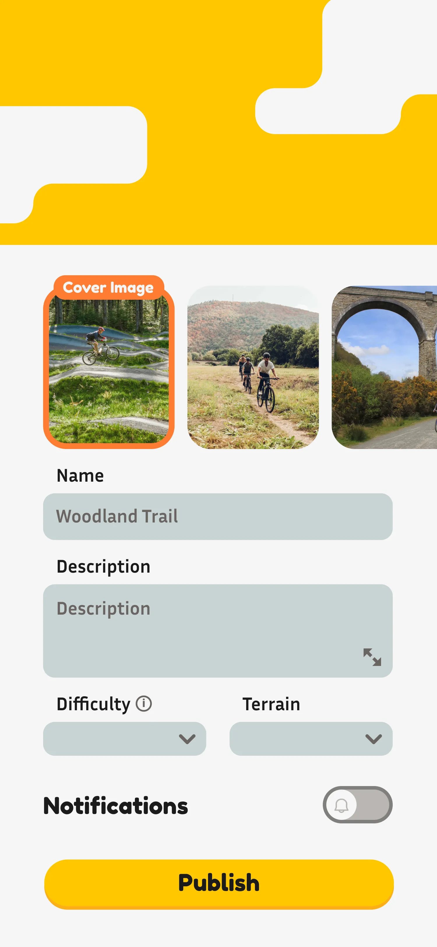 Velo app publish route screen