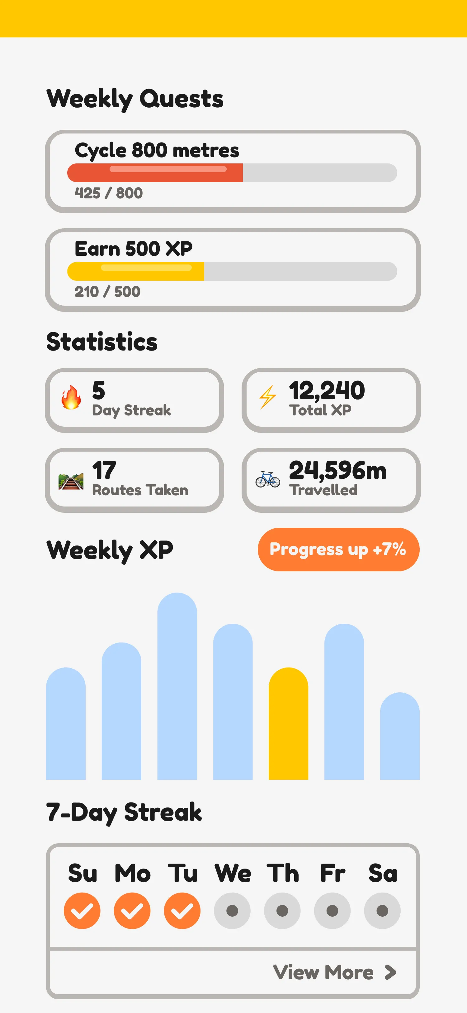 Velo app quests screen