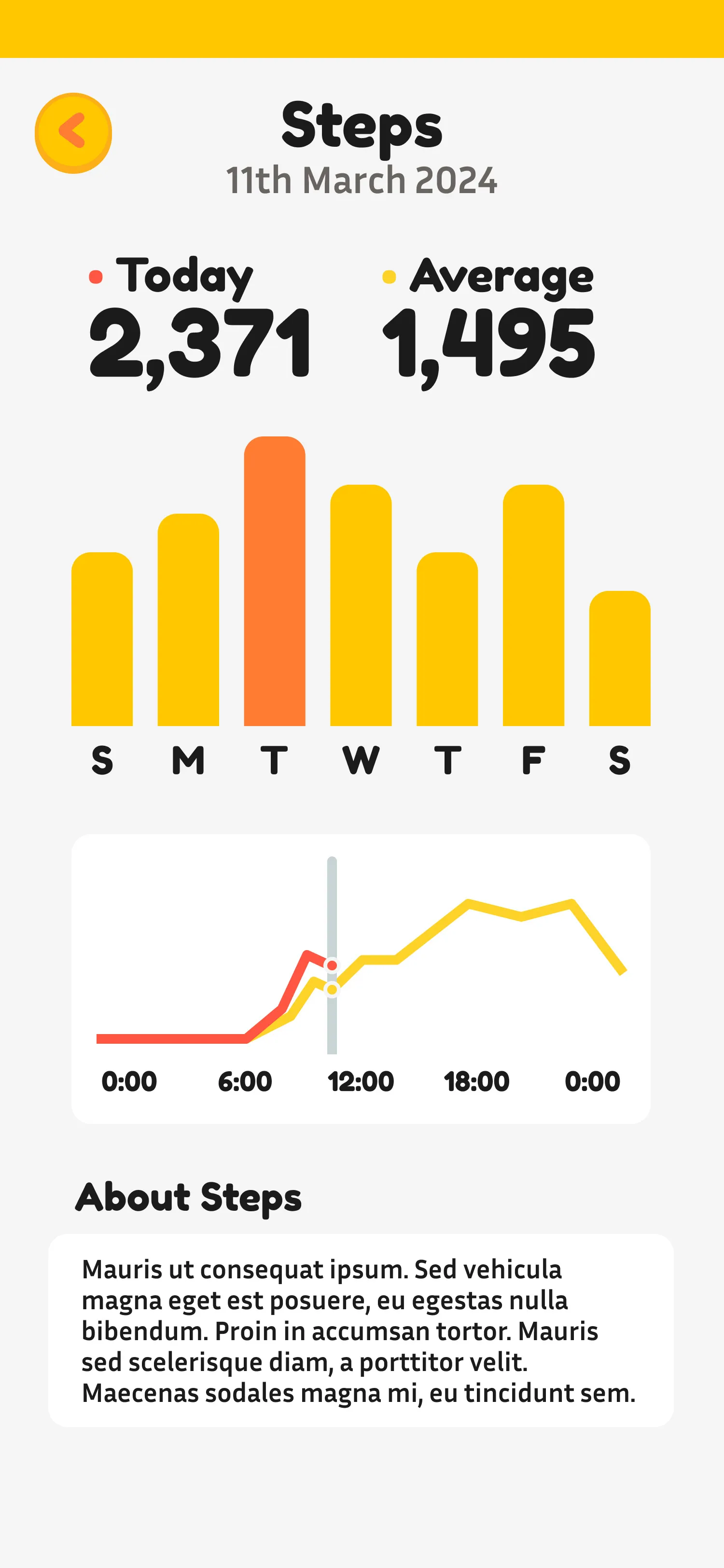 Velo app step tracker screen