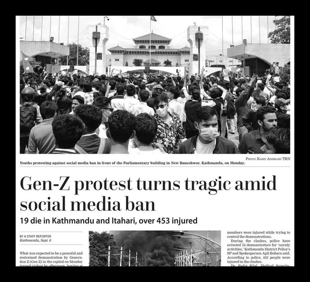 Newspaper coverage of Nepal internet protests