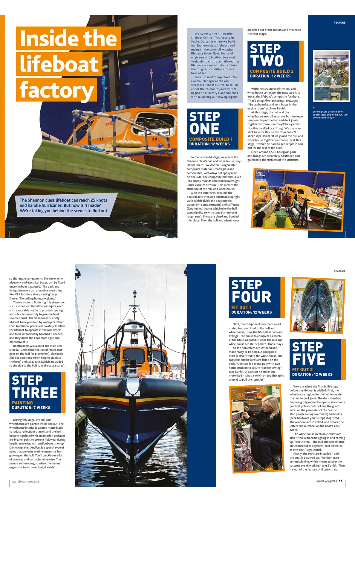 RNLI magazine spread page layout design