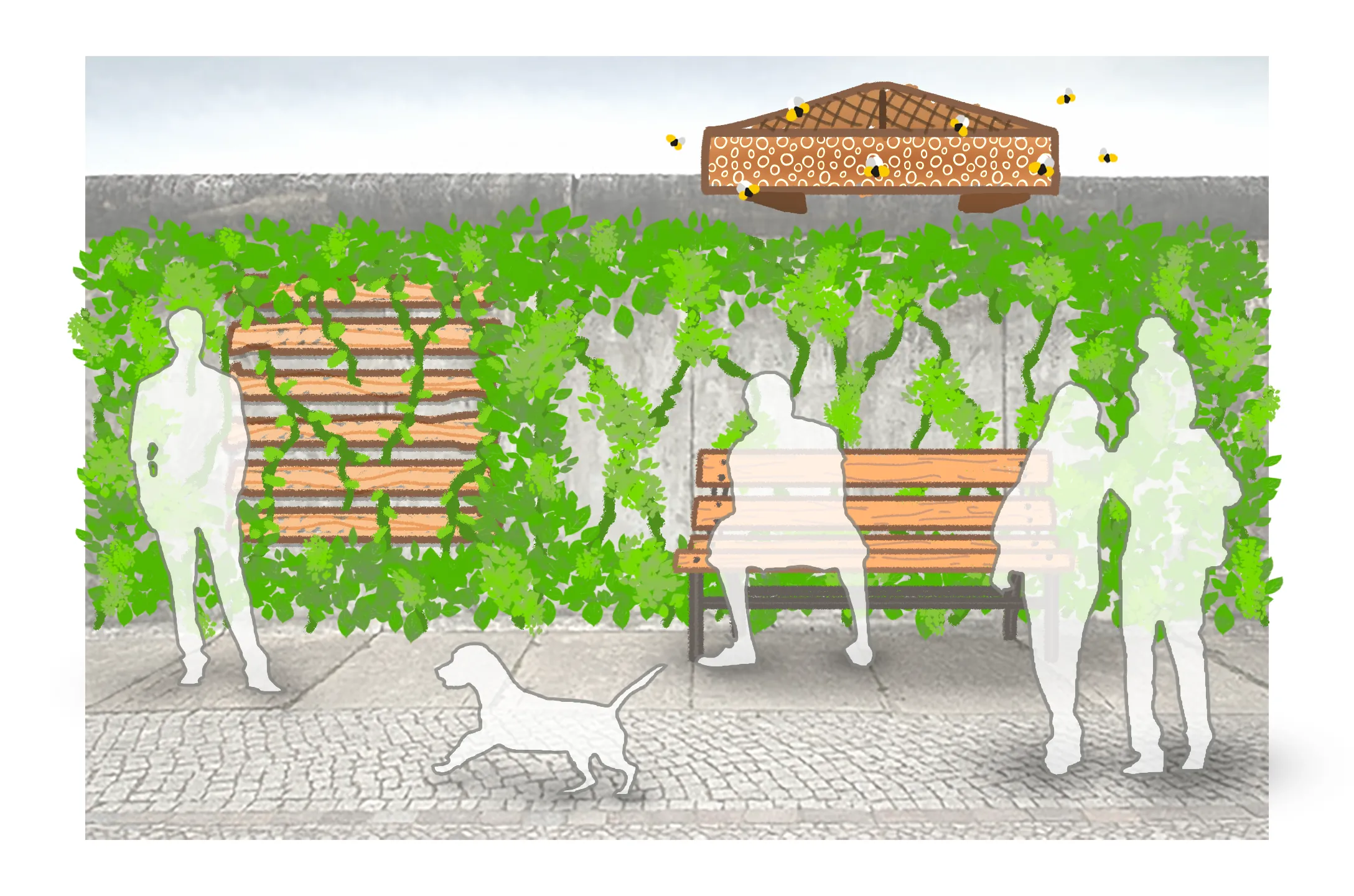 Green living wall sketch