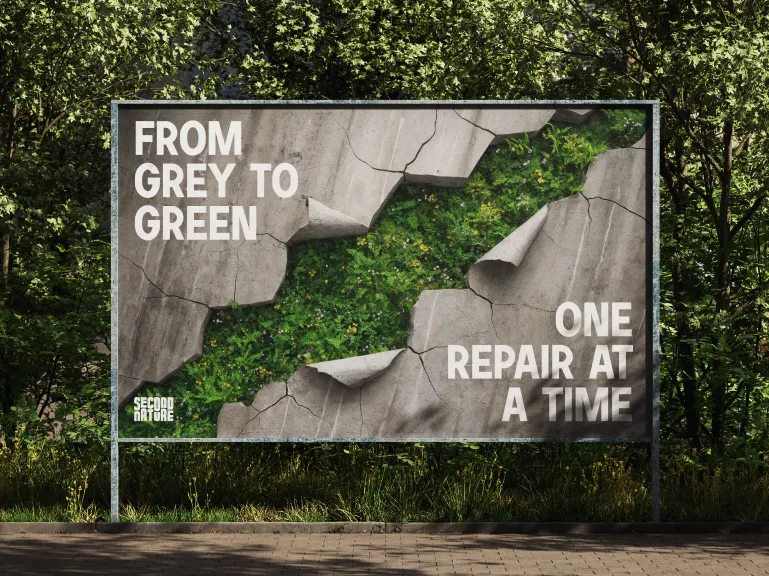 Second Nature logo spray painted